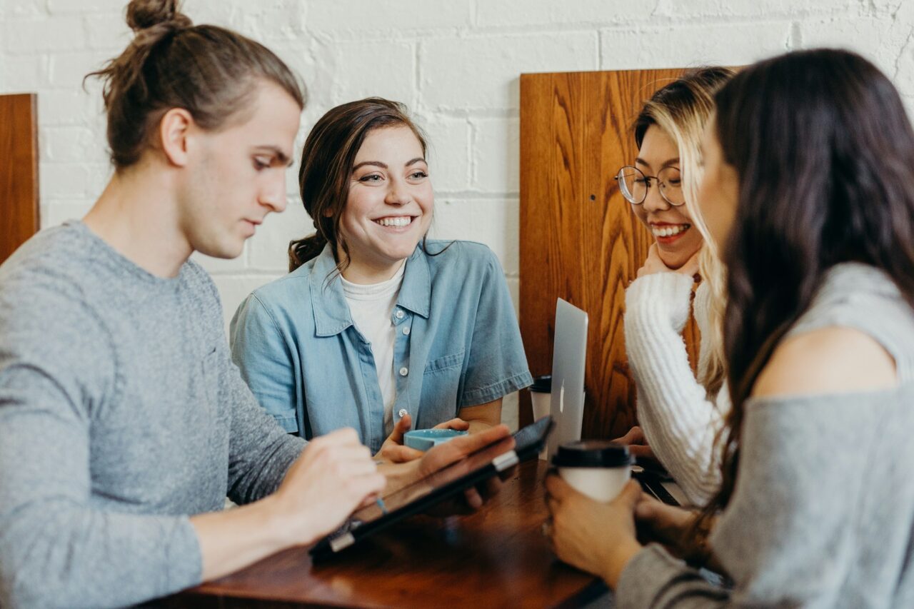 People networking while having coffee